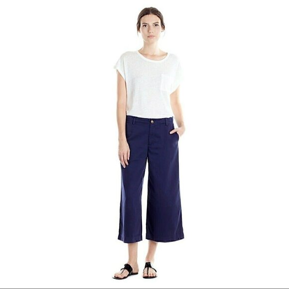 NEW Joie Navy Cherie Gaucho Wide Leg Crop Pants - Picture 1 of 7